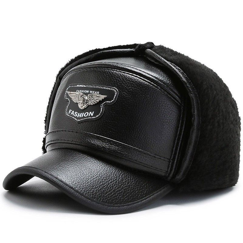 Men's Hats Leather Peaked Korean Version Casual Cold-proof Warm Men's Baseball Cap Middle-aged And Elderly Lei Feng Hat_voghion.com