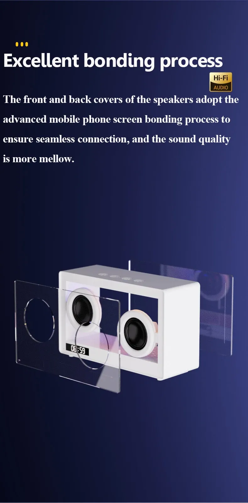 Nordic Mini Transparent Bluetooth High Quality Computer Speaker Portable Clock Wireless Music Box With LED Ambient Light_voghion.com