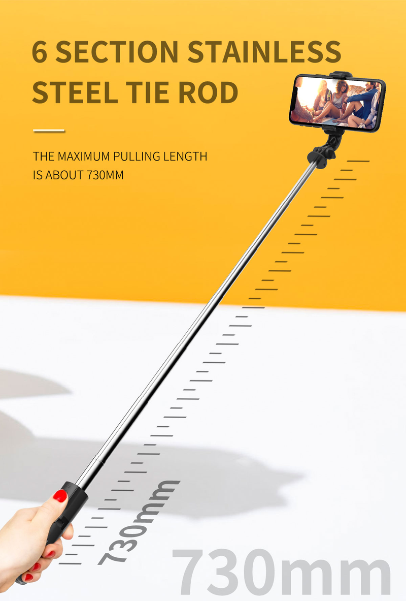 Tragbares Selfie-Stick-Stativ mit kabelloser Fernbedienung, 3-in-1 erweiterbarer Selfie-Stick-Telefonhalter für iPh_voghion.com