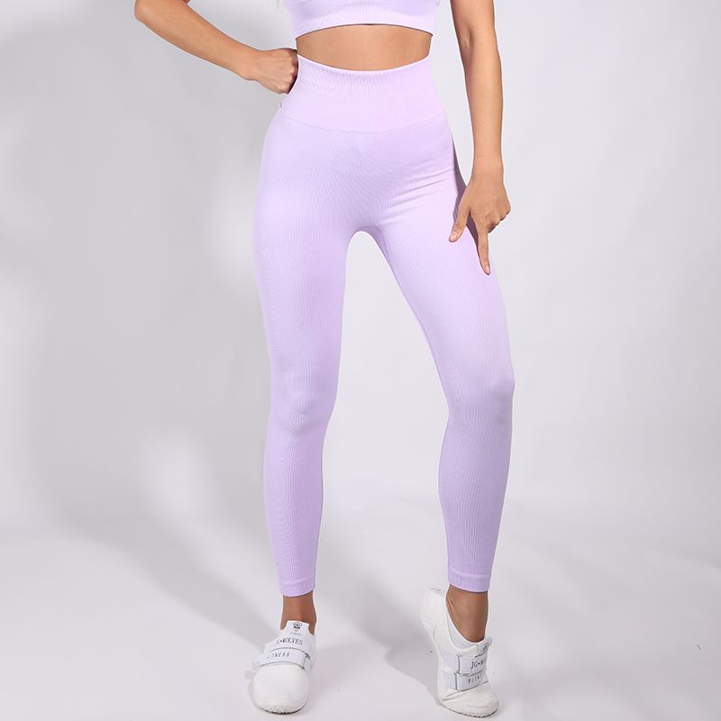 Colanți sport pentru femei, fără sudură, cu nervuri, pentru yoga, sport ..._voghion.com