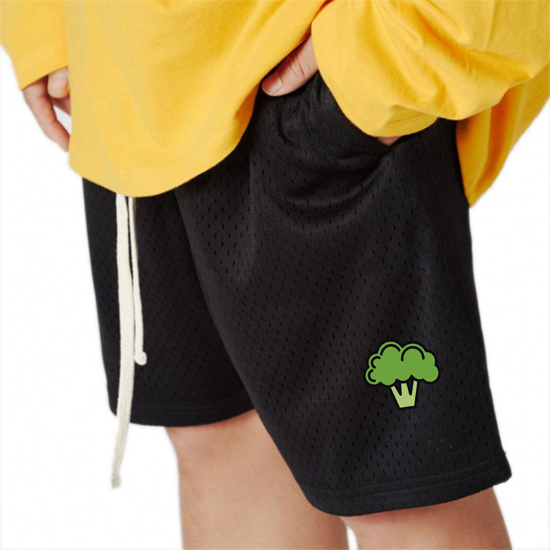 Pantalones cortos deportivos de malla grande de brócoli populares de INS, pantalones capri de secado rápido para entrenamiento de baloncesto y correr para hombres_voghion.com