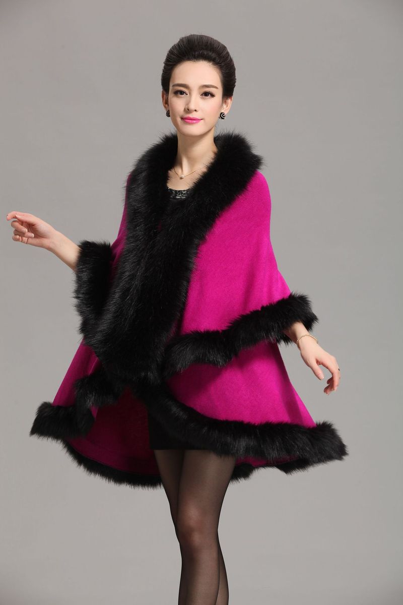 Wool cape cape women's large size knitted cardigan loose cape coat_voghion.com