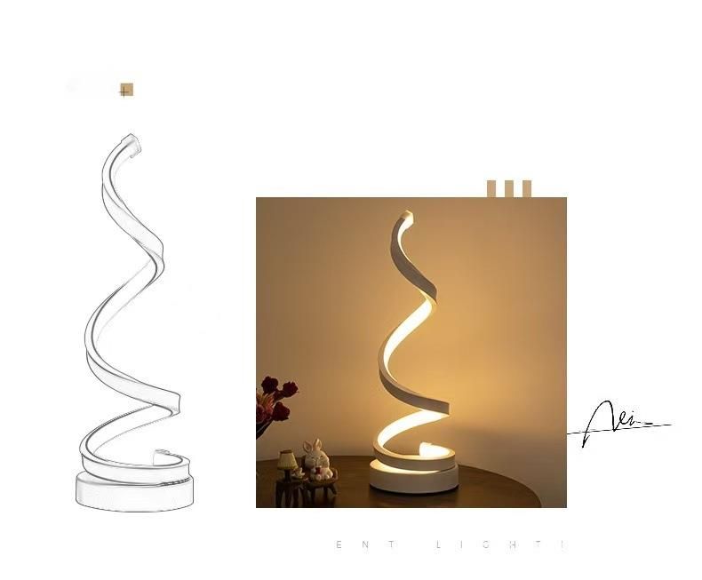 Small Whirlwind Spiral Decorative Atmosphere Table Lamp Modern LED Bar Creative Warm Romantic Bedside Night Light Gift_voghion.com