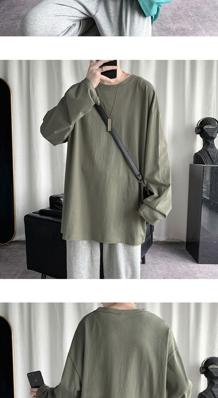 Maglietta a maniche lunghe da uomo, primavera e autunno, versatile e alla moda, in cotone, top rosa_voghion.com