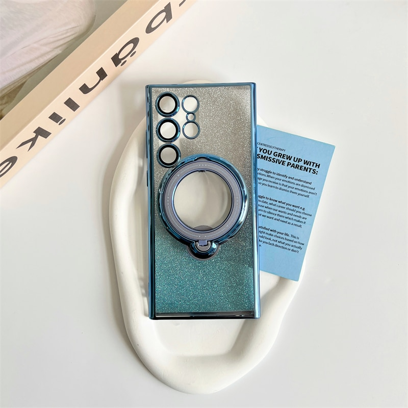 Glitter Magnetic Charging Stand Plating Case For Samsung A14 A34 A54 A24 A13 A23 A12 A32 A52 5G S22 S23 Plus Ultra S20_voghion.com