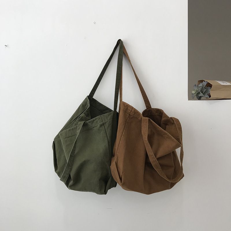 Borsa da donna in tela artistica, stile minimalista coreano, grande capacità, tracolla singola, stile pigro_voghion.com