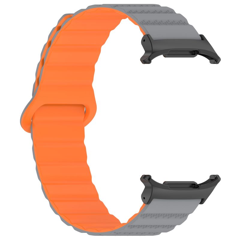 For Samsung Galaxy Watch Ultra 47mm Spot Pattern Two Color Magnetic Silicone Watch Band(Gray Orange)_voghion.com