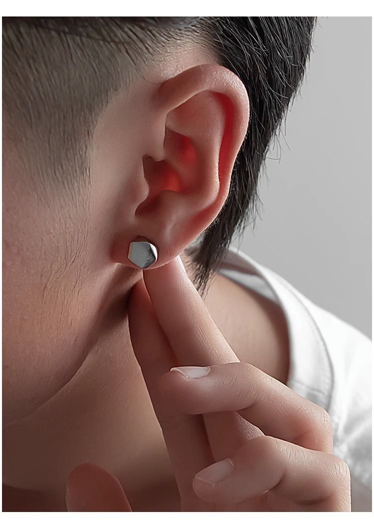 Clip Earrings For Men Without Pierced Ears, Trendy And Handsome, High End And Not Easy To Fall Off, Magnet, Geometric Niche Simple Accessories_voghion.com