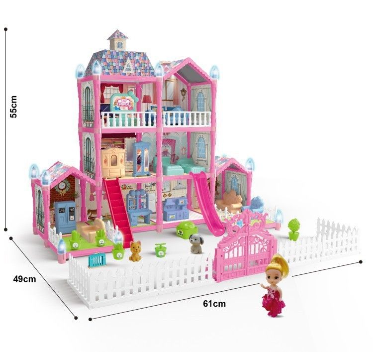 "Glow-in-the-Dark DIY Princess Castle Building Blocks Toy Set – Creative Playhouse For Girls With LED Lights, Christmas Gift_voghion.com
