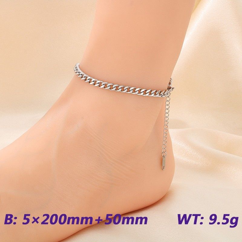 Cavigliera da donna con catena cubana semplice ed elegante, in acciaio inossidabile NK, alla moda e unica_voghion.com