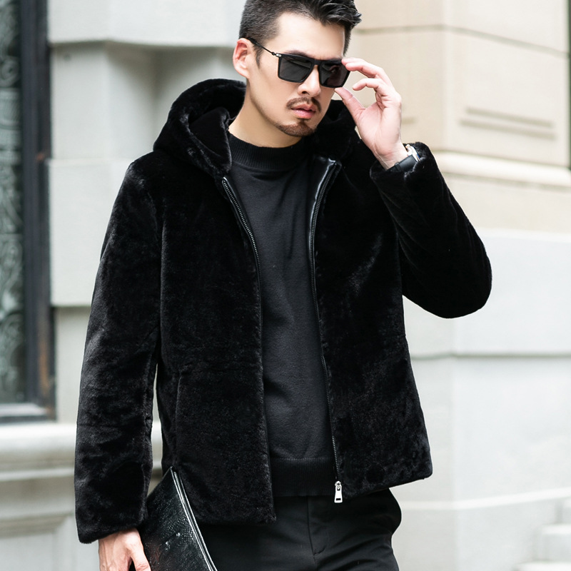 2020 Autumn/Winter New Fur Hooded Thickened Imitation Skin Whole Mink Hat Flip Collar Men's Coat_voghion.com