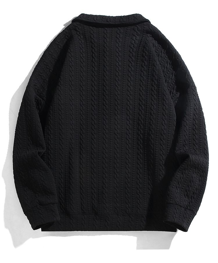 Herrenbekleidung Plus Size Frühling und Herbst Sweatshirt Half Zip Poloshirt Jugend Revers Sport Casual Langarm_voghion.com