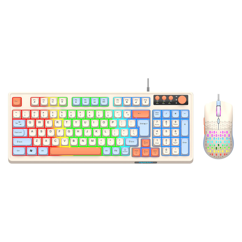 Farbblock-Tastatur-Maus-Set mit kabelgebundener Beleuchtung, leises mechanisches Gefühl, Gaming, E-Sport, USB-Desktop-Computer, universell_voghion.com