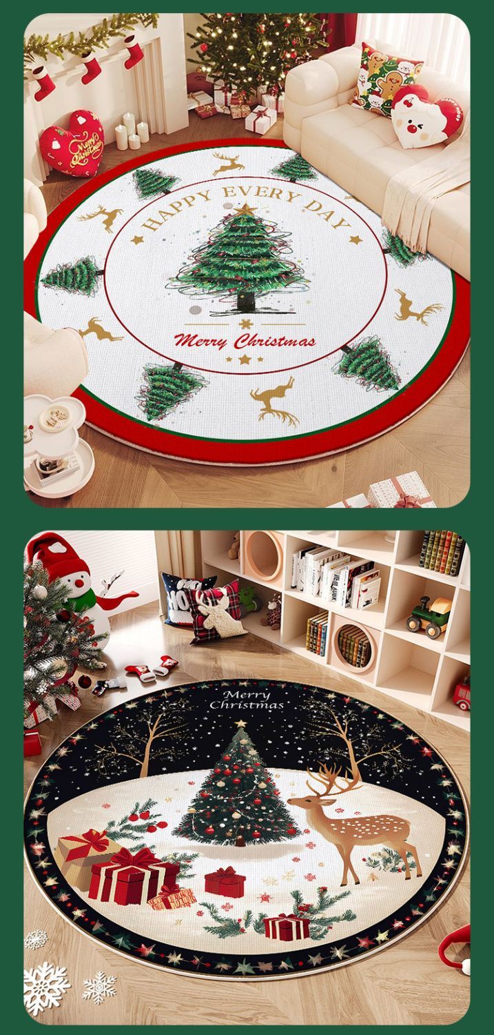 Atmosphere Round Mat Christmas Tree Decoration Living Room Carpet Ins_voghion.com