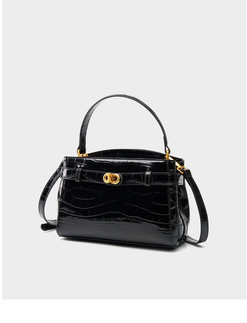 Large Size Women's High End Crocodile Pattern Lock Small Square Bag New Genuine Leather Handbag Commuter Messenger Bag_voghion.com