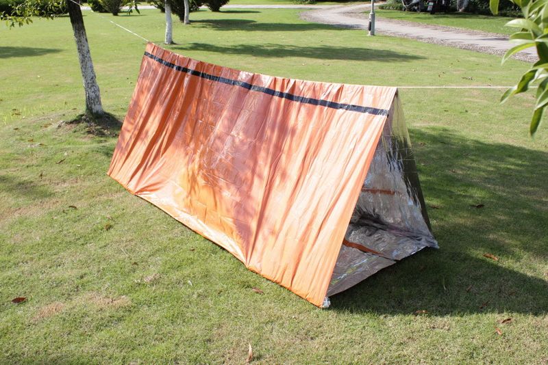 Noodoverlevingstent en ruimtedeken-combo - Draagbare, thermisch reflecterende schuilplaats voor eerste hulp buitenshuis en rampenbestrijding_voghion.com
