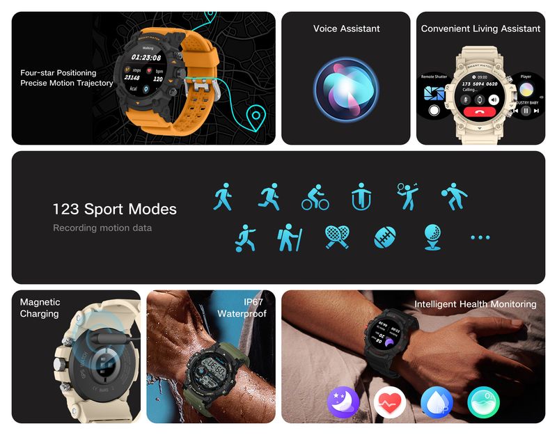 Montre connectée Bluetooth pour homme, avec appels, oxygène sanguin, fréquence cardiaque, surveillance du sommeil et de la santé_voghion.com