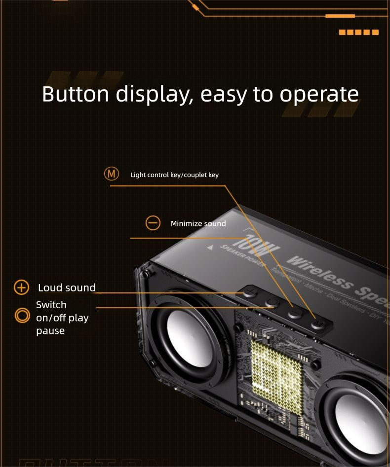 Mecha Pixel Transparent Speaker Audio Bluetooth HIFI Sound Quality Wireless Subwoofer Internet Celebrity Same Style_voghion.com