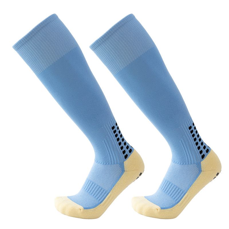 Calzini da uomo, lunghi, a tubo, con pois, da calcio, per adulti, antiscivolo, a metà tubo, spessi, assorbenti del sudore, resistenti all'usura, con fondo in asciugamano._voghion.com