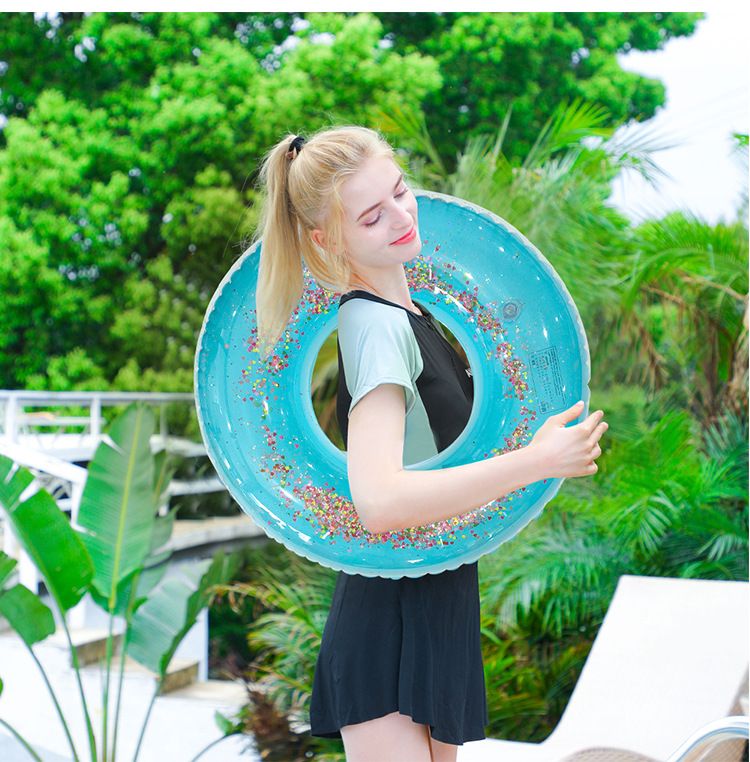 PVC Sequin Swimming Ring Thickened Outdoor Water Inflatable Floating Ring Net Celebrity Lifebuoy Underarm Circle Swimming Ring Wholesale_voghion.com