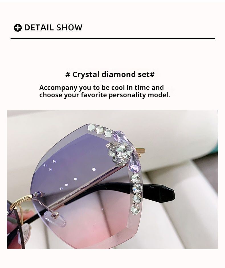 Koreanische version von seaside großen rahmen modische UV schutz, licht luxus intarsien mit diamanten, plain gesicht straße_voghion.com