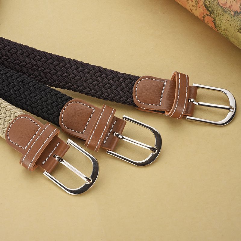 Women's Braided Belt, Hundreds Of Jeans, Women's Hole-less Canvas Belt, Elastic Band_voghion.com