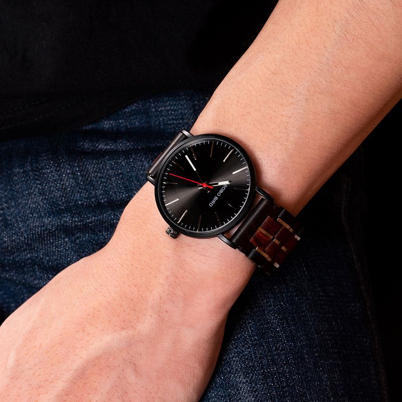 BOBO BIRD Holzuhr Freizeit Multifunktionale Kreative Grüne Sandelholzuhr_voghion.com