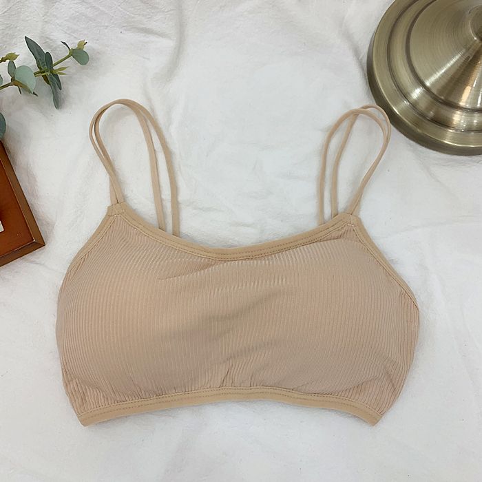 Beauty Back K-style Integrated Student Pure Color Spaghetti Strap Bra_voghion.com