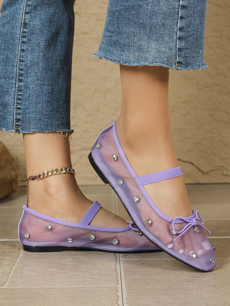 Neu Mesh Atmungsaktive Flache Flache Ballett Schuhe Bogen_voghion.com