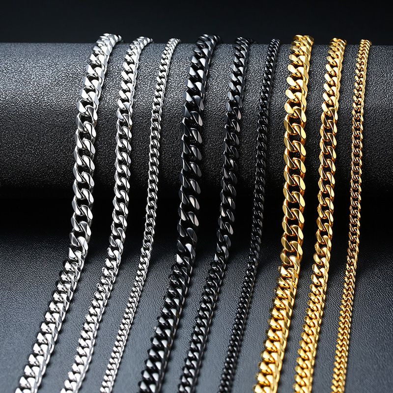 Collana con catena a maglie in acciaio inossidabile punk basico Vnox Cuban per uomo e donna_voghion.com