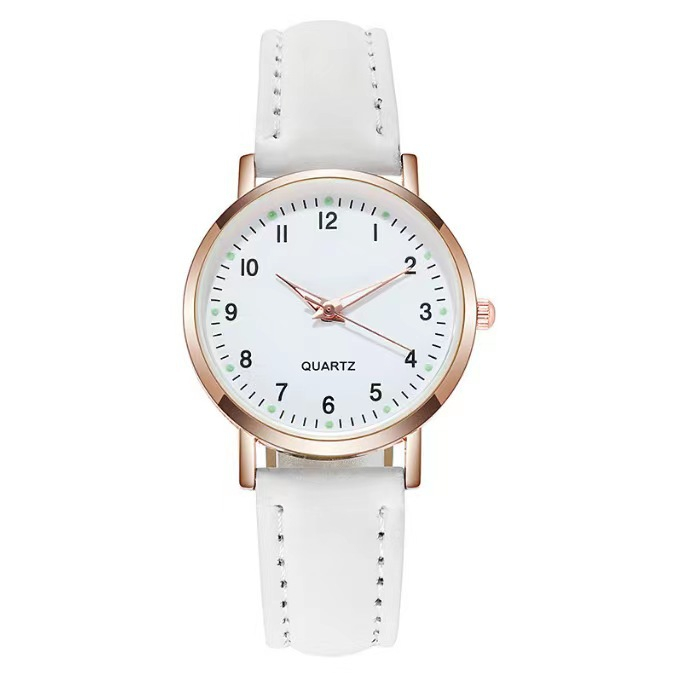 Zweiteilige einfache Damenuhr digitale Studentin leuchtende Uhr kleine frische gefrostete Leder lässige Damen Quarzuhr_voghion.com
