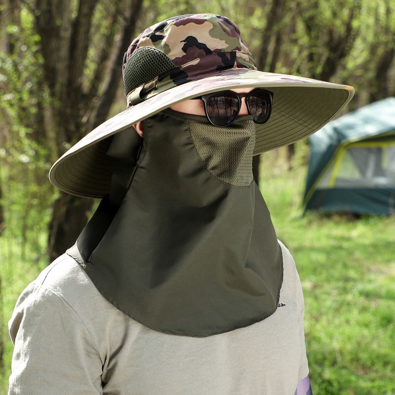 12CM Sun Protection Hat For Men To Cover Their Face Insect And Sand Proof Outdoor Hiking Large Brim Sun Protection Fisherman Hat For Women_voghion.com