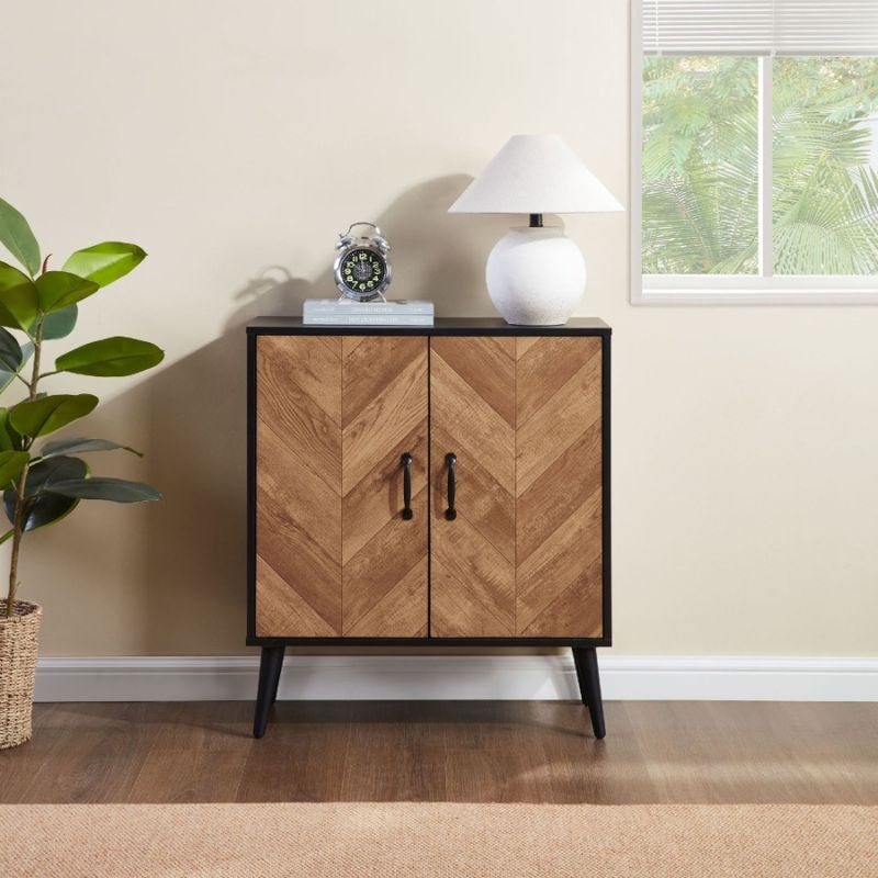 Credenza da cucina con mensola nera regolabile a spina di pesce, per soggiorno e cucina, per il design._voghion.com