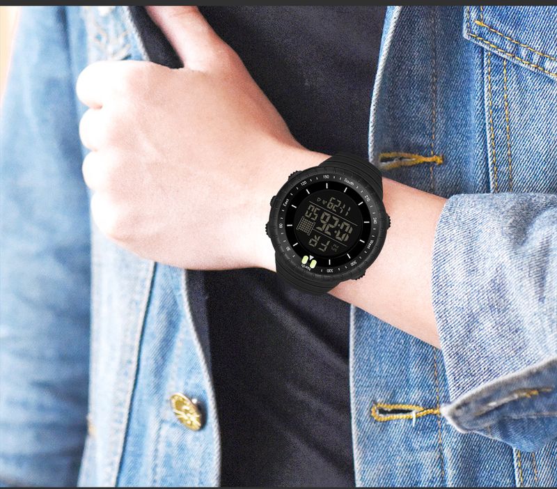 Men's Digital Sports Watch With Night Light, 50m Waterproof, Stopwatch, Alarm, Large Screen For Outdoor, Hiking, And Daily Use Trendy Student Watch_voghion.com
