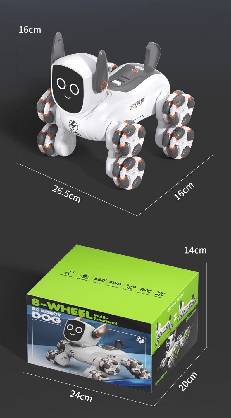 JJRC Sınır Ötesi Yeni Sekiz Tekerlekli Akıllı Akrobasi Mekanik Köpek Hareket Algılama Uzaktan Kumandalı Robot Köpek Çocuk Elektrikli Oyuncak_voghion.com