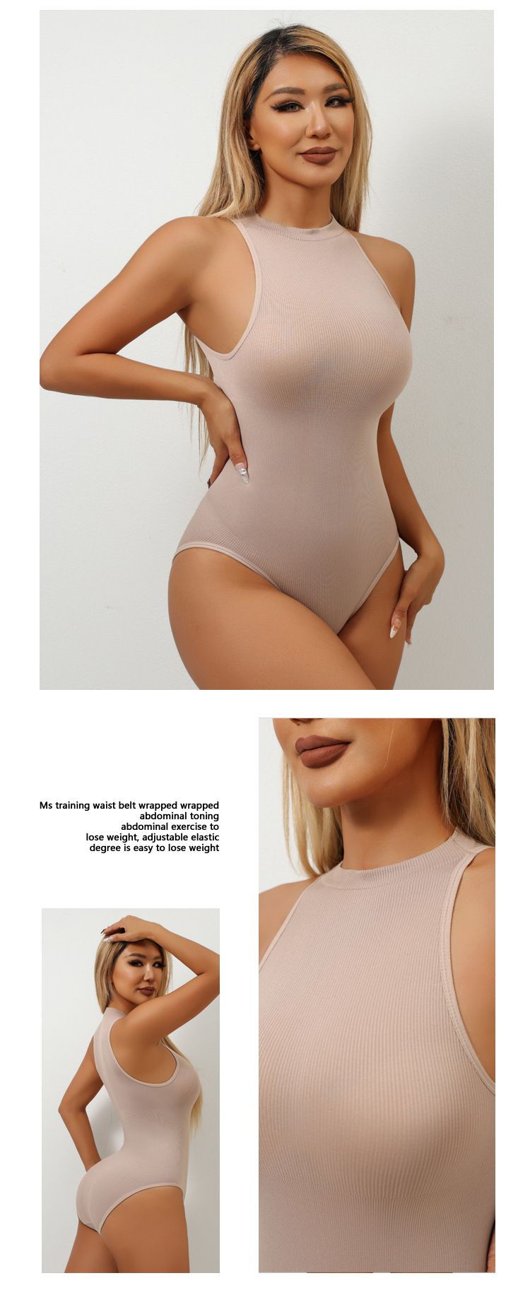 European And American Cross-Border New Shapewear Tummy Control Waist Cincher Body Shaper Sleeveless Tight Bodysuit Base_voghion.com