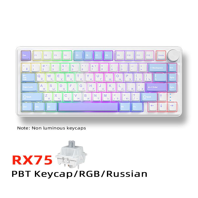 Zifriend RX75 Russian Mechanical Keyboard Wireless Bluetooth Three-mode Customized E-sports Game Side Engraved Keyboard_voghion.com