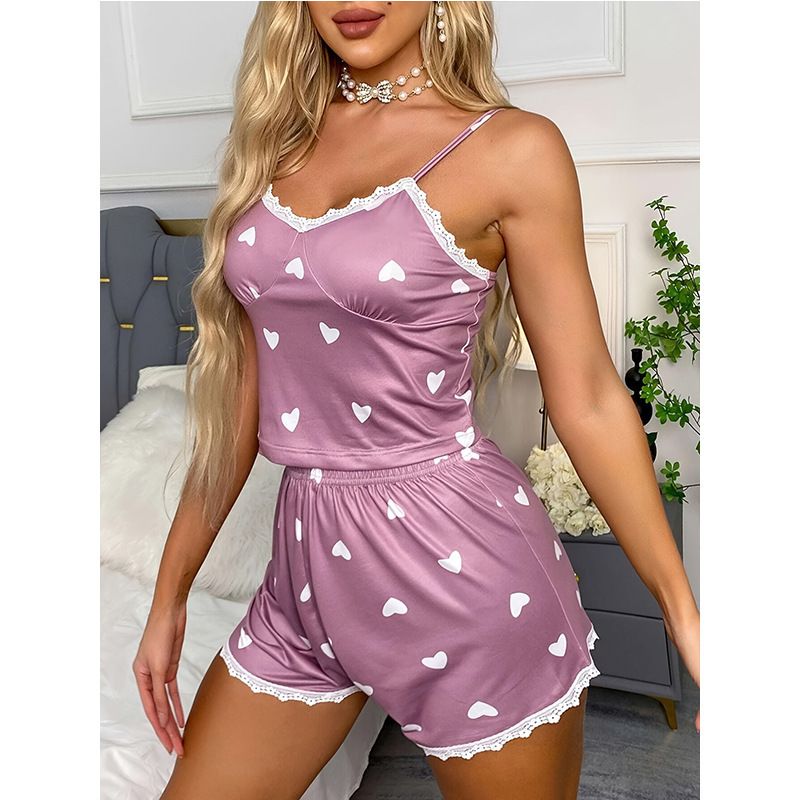 Apakšveļa un naktsveļa seksīgi jauni vasaras mežģīņu bikšturi šorti pidžamas sieviešu mājas apģērbi_voghion.com