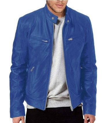 Men's Clothing business gentleman warm zipper cardigan pocket decoration PU leather jacket stand collar slim leather jacket_voghion.com
