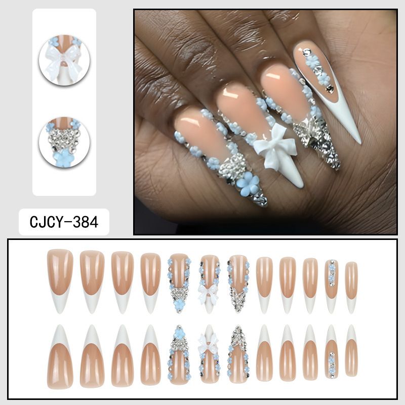 Unghie finte lunghe e pieghevoli - Eleganti unghie finte estive con colla e cuscinetti in gel, stile dolce, oltre 50 colori, unghie finte riutilizzabili per le donne_voghion.com