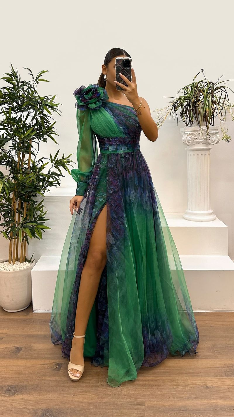 Vêtements pour femmes printemps et automne nouvelle robe imprimée en maille à épaules obliques Ins robe de soirée ample décontractée_voghion.com