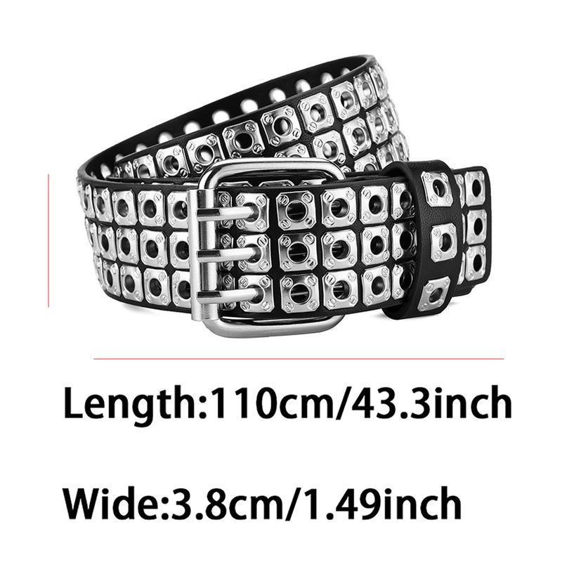 HOT Retro Square Rivet With Double Row Needle Buckle Women'S Belt Hip-Hop Rock Punk Y2k Style Jeans Men'S And Women'SBelt_voghion.com