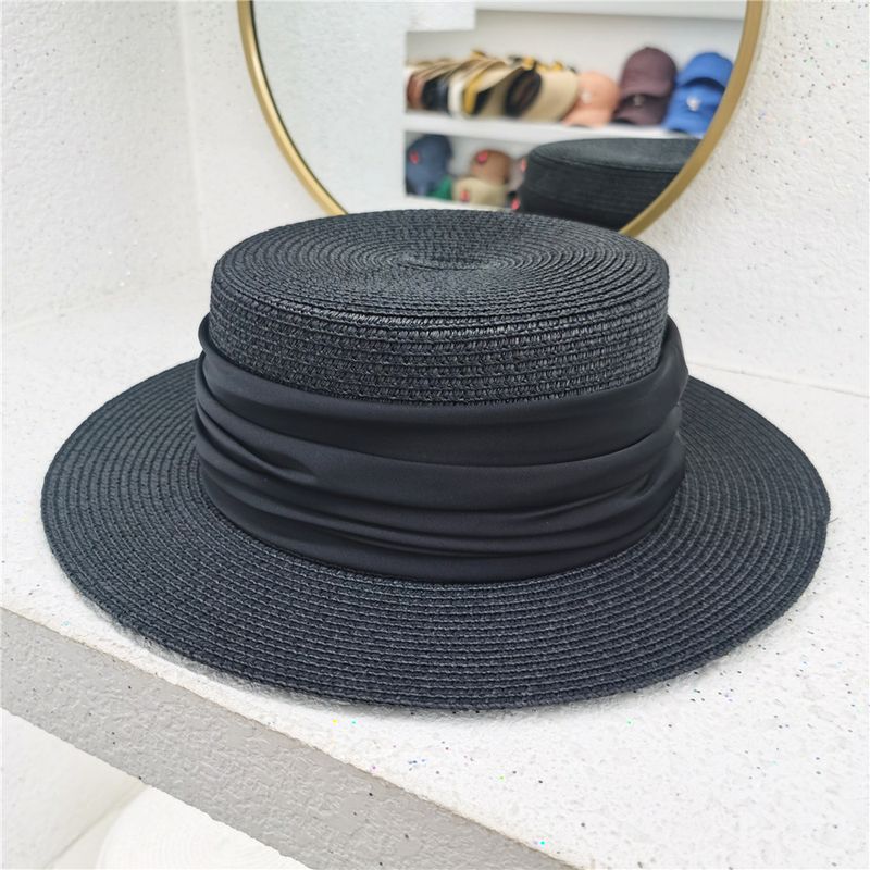 Nuovo stile cappello giapponese minimalista cappello piatto superiore estate donna britannico retrò piccolo cappello temperamento mondano spiaggia vacanza cappello da sole_voghion.com