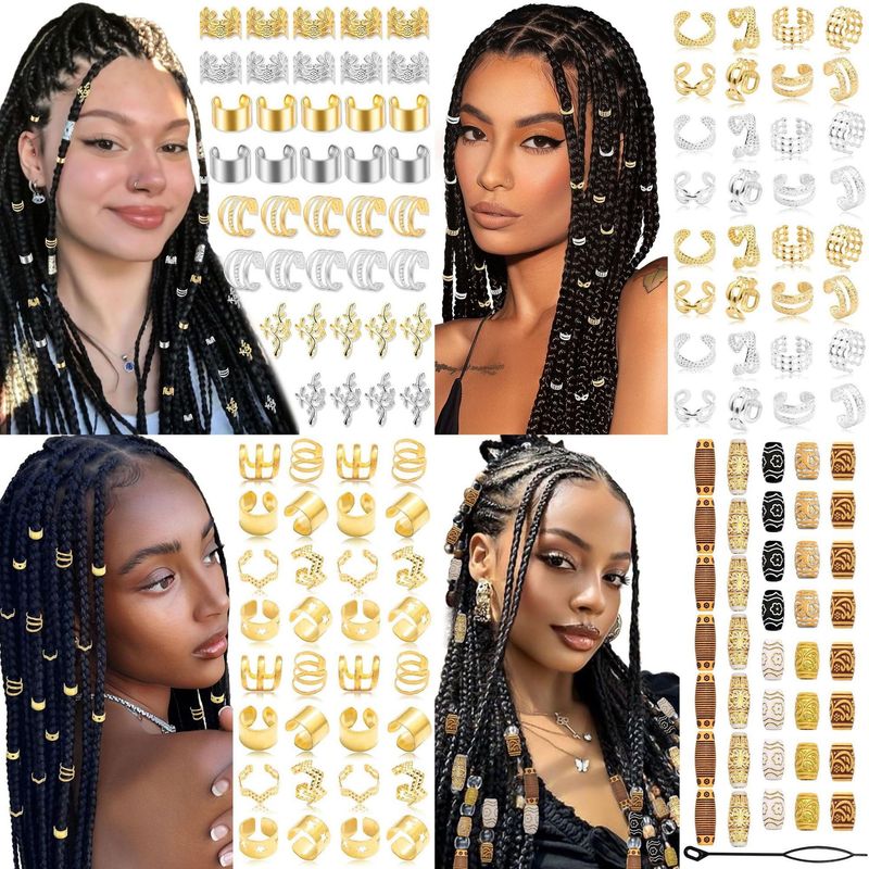 Set di fermagli e forcine per capelli con varie specifiche e stili, accessori per capelli placcati in oro galvanizzato, accessori per capelli con perline di legno combinate_voghion.com
