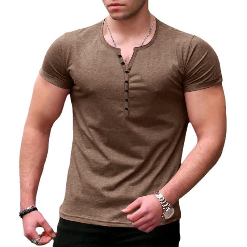 Maglietta dimagrante Henry Shirt da uomo, tinta unita, con bottoni, collezione estiva 2025, di qualità imbattibile_voghion.com