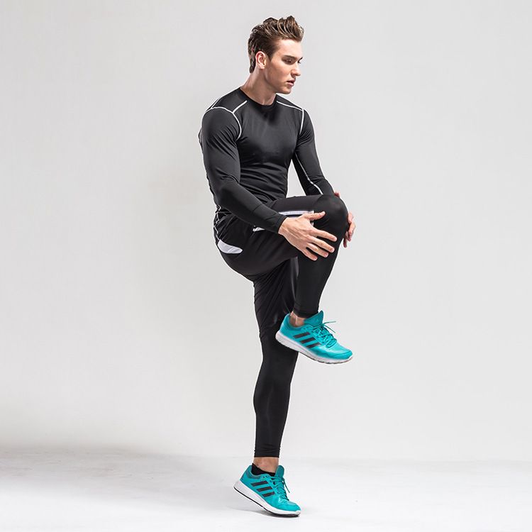 Tuta da uomo Plus T-shirt a maniche lunghe con base calda in pile Collant moda Tuta da allenamento da uomo_voghion.com