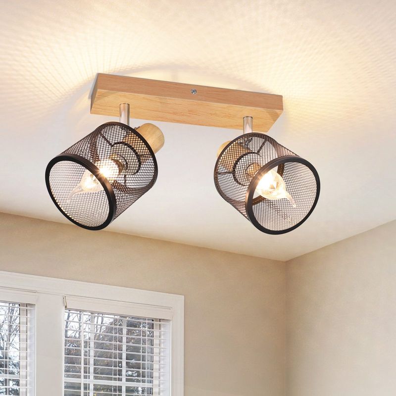 Glitzerlife Deckenstrahler 2 Flammig Weiß Deckenlampe Holz - Deckenleuchte E14 Moderne Deckenleuchte Schwenkbar 350° Max.25w Innen Holzoptik Spotlights Für Flur_voghion.com