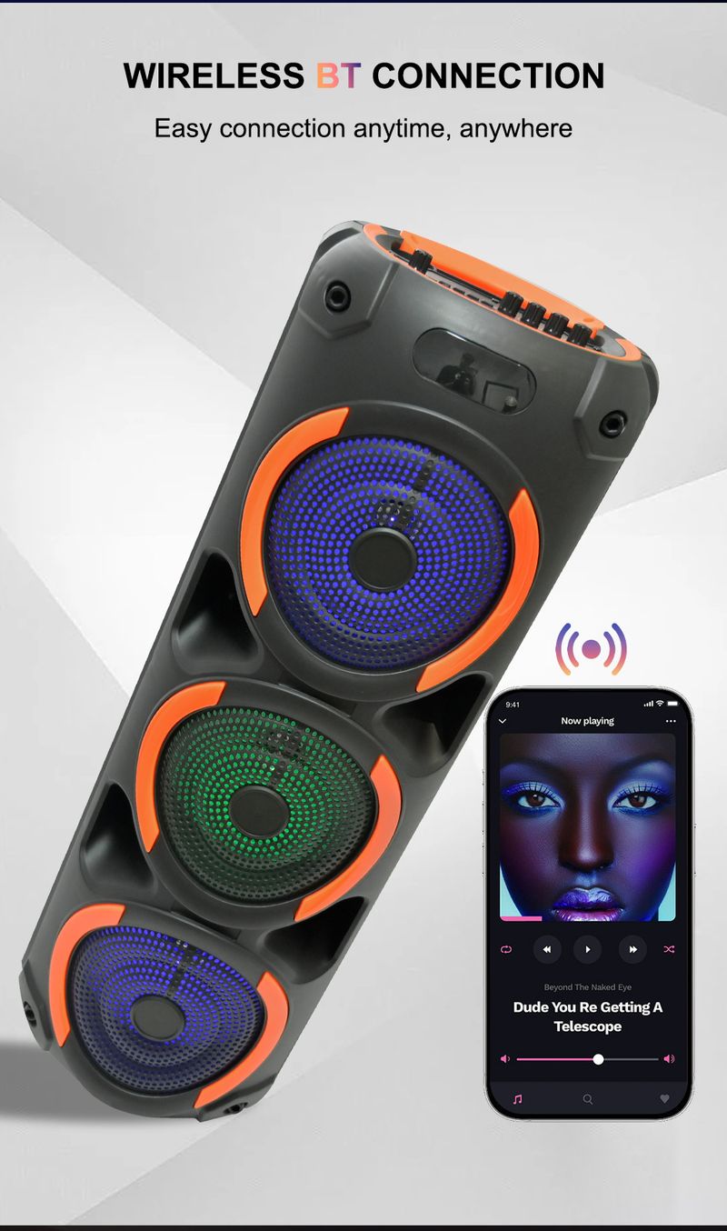 ZQS8305 Bluetooth reproduktor, tři 8palcové velké reproduktory, vysoce výkonný venkovní domácí karaoke systém s velkým stereo systémem_voghion.com
