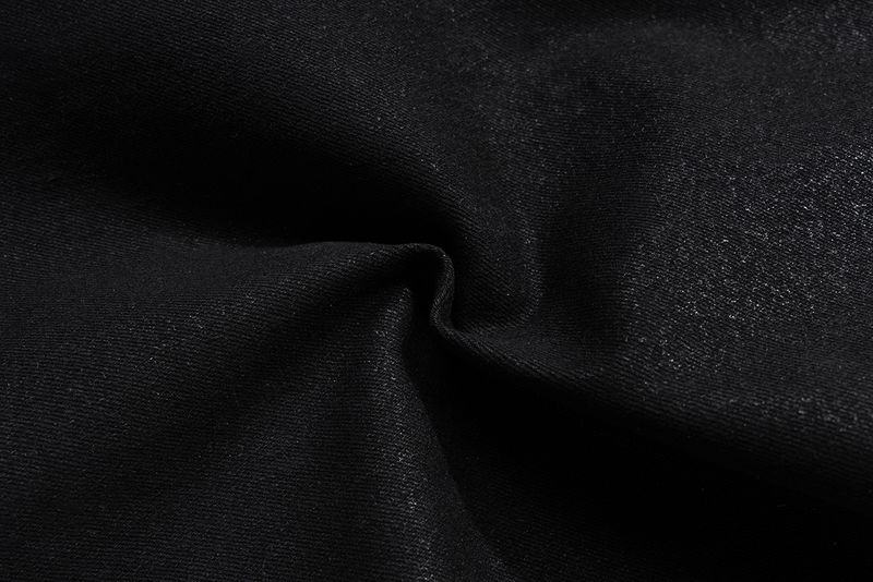 Jeans svasati in stile gotico con rivestimento cerato da uomo – Pantaloni larghi con orlo a strati e dettagli in nastro, stile streetwear Y2K (vita alta, neri, finitura anticata)_voghion.com