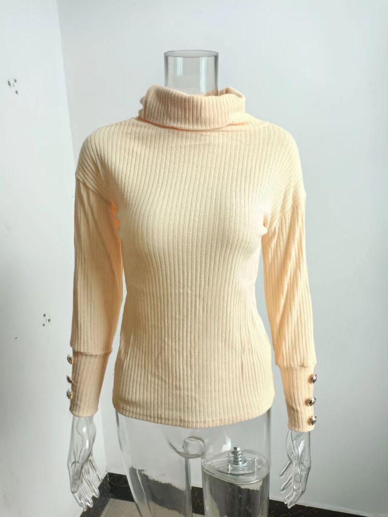 Sweat-shirt à col roulé en tricot pour femme, automne-hiver 2023_voghion.com